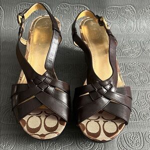 Coach Dark Brown Leather Women's Sandals